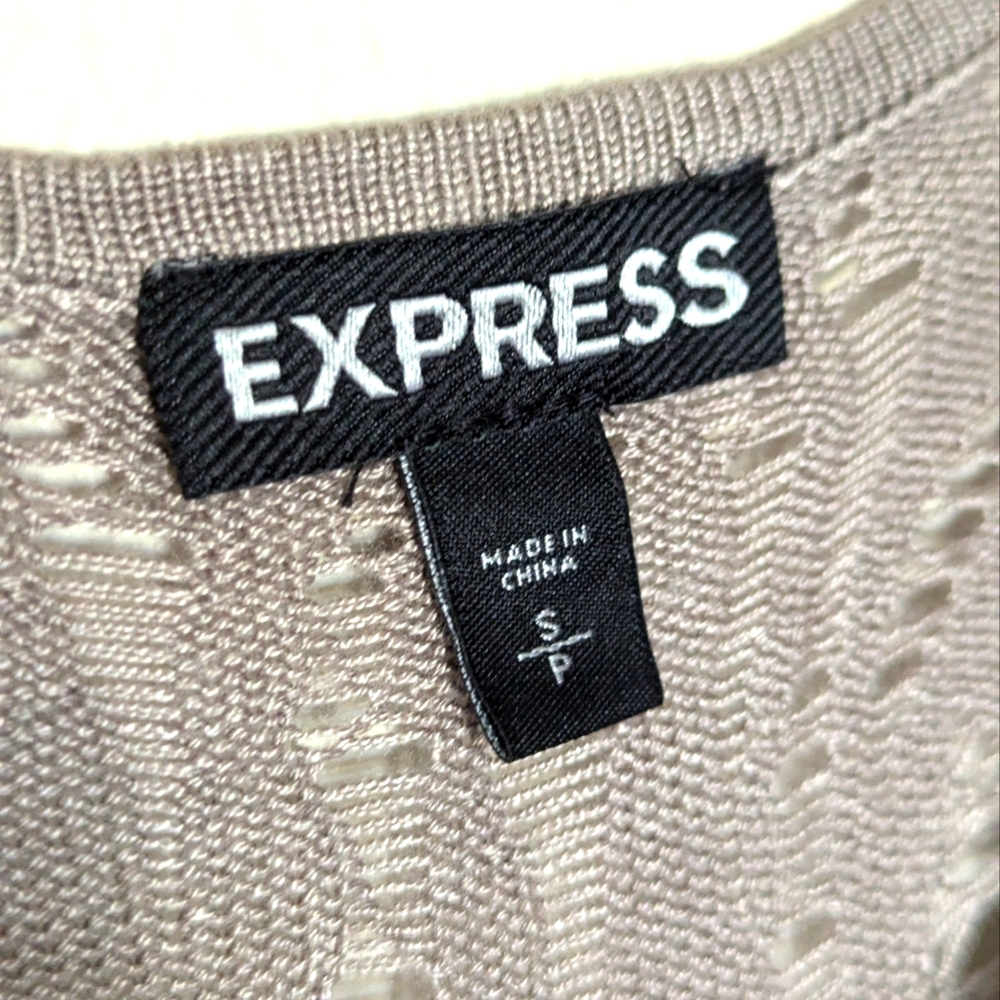 Express Beige Lightweight Crochet Style Sweater Size S - Picture 4 of 4